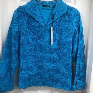 Samuel Dong Vibrant Blue Textured Bomber Jacket (Still in original packaging)